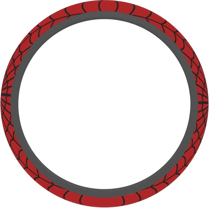 Car Steering Wheel Cover for Women Men, Non-Slip Red Spider Web Steering Wheel Protector, Universal 14"-15" Fit for Cars, SUVs, Trucks (Red Spider Web)