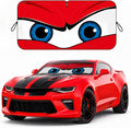 Car Windshield Sun Shade, Universal Fit Compact Sedan SUV, Angry Red | 59 x 27.5" Car Sun Visor, Foldable Front Window Sunshade, UV Heat Protection, Cute Eyes Series