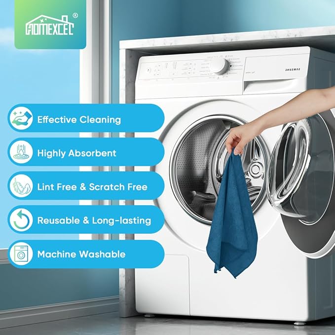 Navy Blue Microfiber Cleaning Cloth, 24 Pack Cleaning Towels for Kitchen, Lint Free, Scratch-Free, Highly Absorbent, and Reusable Cleaning Rags for House, Window, Cars, 11.5 X11.5 inch
