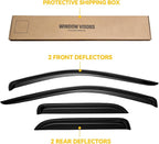 Window Visor for 2002-2008 Dodge Ram 1500 Quad Cab/Extended Cab/ 03-09 Dodge Ram 2500 3500, Out-Channel Rain Guards Shields Vent Deflector Shade Wind Dark Smoke,Outside-Mount, 4PCS