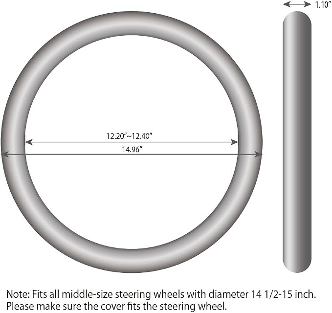 Sport Leather Steering Wheel Cover 14 1/2 inch to 15 inch Universal, Padded Soft Grip Breathable for Car Truck SUV Jeep, Anti Slip Odorless Black