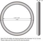 Sport Leather Steering Wheel Cover 14 1/2 inch to 15 inch Universal, Padded Soft Grip Breathable for Car Truck SUV Jeep, Anti Slip Odorless Black and Beige