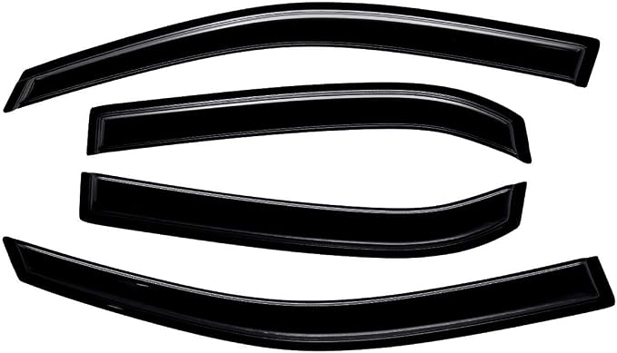 Extra Durable Outside-Mount Auto Vent Window Visor, Fits 2010-2017 Chevrolet Equinox, UV Protection Rain Guard, Original Wind Deflector, No-Drill Easy Install, Dark Smoke, 4-Pcs