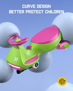 N7 Pro Electric Wiggle Car, Rechargeable Battery, CyberWiggle, 2 in 1 Swing Car, 2 Speeds Max 4 Mph, Anti-Rollover, Flashing Wheels, Bluetooth, Ages 3+, 150 Lbs, Grape Green