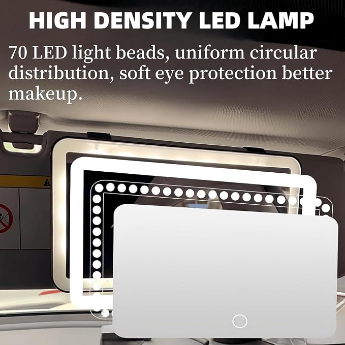 Universal Car Sun Visor Vanity Mirror with LED Lights & Touch Dimming | Car vanity mirror,Car makeup mirror, Makeup mirror for car, Rechargeable Vanity Mirror for Women,3 Color Modes,Car Mirror