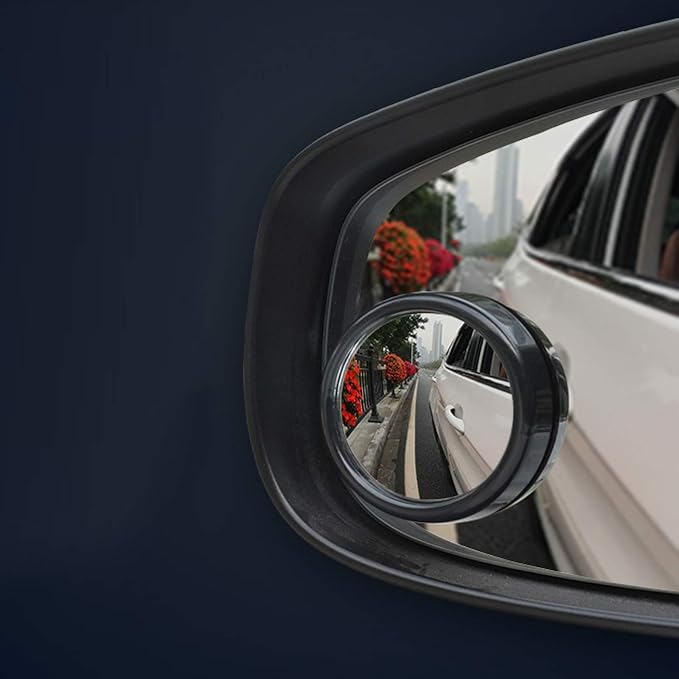 x Blind Spot Mirror, 1.5'' Black Round HD Glass Convex Rear View Mirror, 360° Rotate Wide Angle, Universal for Car SUVs Truck Motorcycle(2 Pcs)