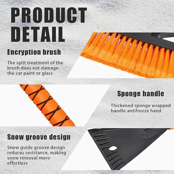 Snow Brush and Ice Scrapers for Car Windshield, Car Scraper Snow Clearing Brush, 2-in-1 Detachable Snow Removal Tool with Ergonomic Foam Grip Winter Accessories for Cars, Trucks, SUVs