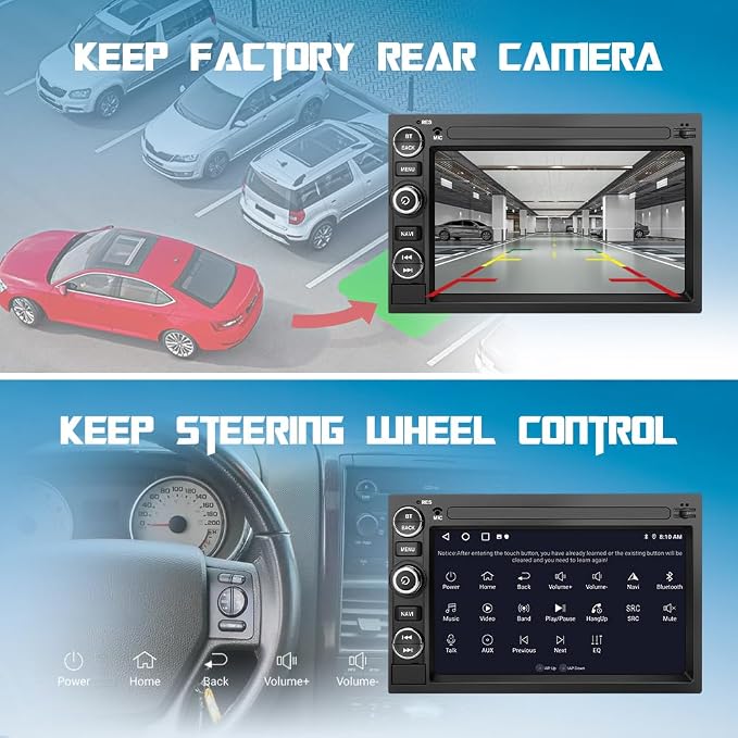 Android Car Radio Stereo for Ford F150 F250 F350 Fusion Edge Explorer Taurus Freestar 7 inch Touch Screen 2G+32G with Carplay/Android Auto SWC GPS WiFi Bluetooth FM RDS DSP