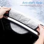 Car Magnetic Windshield Snow Cover, 4 Layers WAaterproof Windproof Protection,Snow,Ice,Sun,Frost Defense, Universal for SUV, Truck, Sedan, Van (Silver)