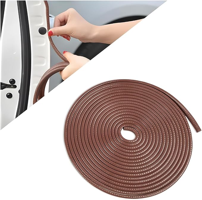 Car Door Protector Edge Guards, Universal Rubber Seal U Shape Car Door Protection, Aluminum Boat Edge Trim Guards No Glue Required, Exterior Accessories Fit for Most Cars (Coffee/32FT)