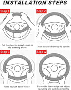 Car Steering Wheel Cover, 15 Inch Leather Breathable Auto Steering Wheel Protector, Comfortable Non-Slip Vehicle Steering Wheel Covers, Universal Car Accessories (Coffee, with Lining)