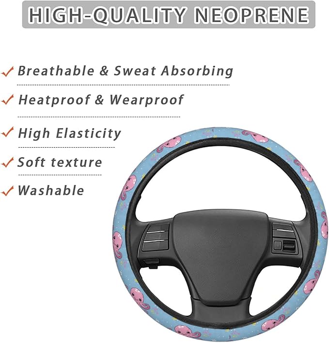 Cartoon Cute Octopus Steering Wheel Covers Anti-Slip Elasticity Car Accessories Steering Wheel Protector Universal 15 Inch for Cars SUV Vehicle Truck