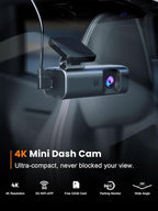 4K Dash Cam Front, Built-in 5G WiFi, 32GB Card Included, Dash Camera for Cars, Mini Dashcam with Super Night Vision, Loop Recording, G-Sensor, 24 Hours Parking Monitor, Support 256GB Max
