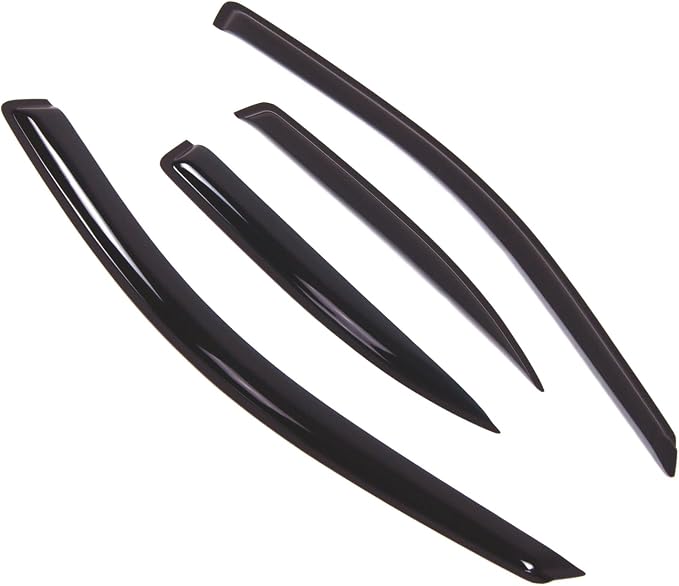 WD2-470 Dark Smoke 4 Pcs Set Window Visor (Outside Mount) Deflector Rain Guard Compatible with 1999-2005 Volkswagen Jetta