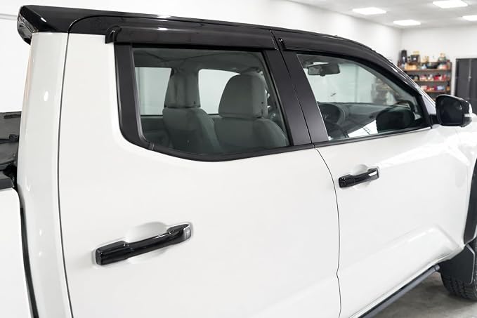 2024-2026 Tape on Rain Guards for Toyota Tacoma Double Cab Side Window Visor Deflectors Heavy Duty Vent Shades 2025
