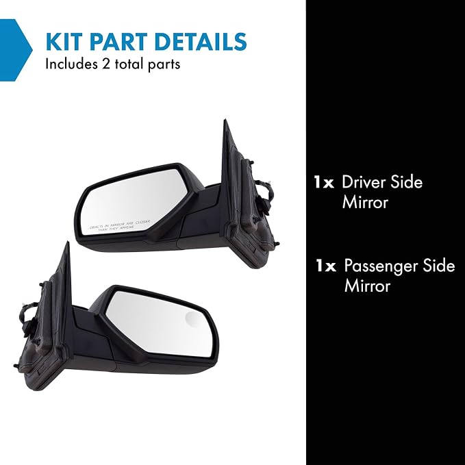 2 Piece Driver and Passenger Side Mirror Assembly Set Electric Adjustment Heated No Memory Textured Compatible with 2014-2018 Chevrolet Silverado GMC Sierra 1500 2015-2019 2500 3500 HD GM1320492