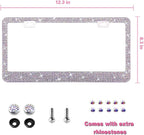 Bling License Plate Frame for Women, 1PCS Sparkly Stainless Steel License Plate Frames| Over 1000 pcs 14 Facets Bedazzled Clear Glass Diamond Rhinestone Crystals w/Free Glitter White Diamond BOX