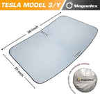 Tesla Windshield Sun Shade (Model 3/Y), Reflective Polyester Blocks Heat & Sun, Foldable Car Window Sun Blocker, Mirror Cut-Out, Fade-Resistant Sunshade, Tesla 3 Accessories (Pack of 2)