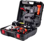 Electric Car Jack Kit 5 Ton 12V Portable Hydraulic Floor Jack with Impact Wrench and Inflatable Pump for SUV Car Tire Change Emergency Repair Kit with LED Light