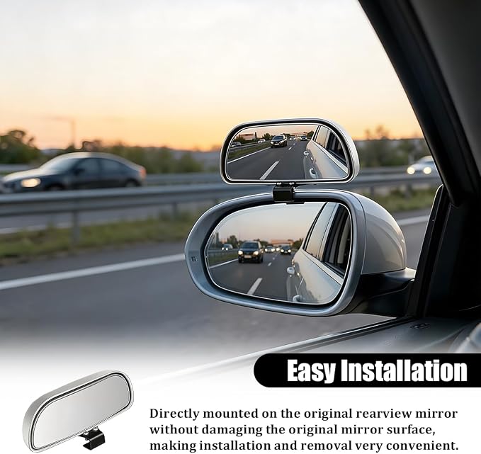 Car Blind Spot Mirror, Adjustable HD Clear Glass Convex Rectangle Side Rear View Mirror, Wide Angle Auto Blindspot Rearview Accessories for Driving Safe, Universal for SUV Van Truck (Silver)