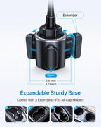 Military-Grade Cup Holder Phone Holder, [Solidest Metal Gooseneck] Universal Cup Phone Holders for Your Car Truck Golf, 360° Adjustable Cup Holder Cell Phone Mount for iPhone Samsung Google