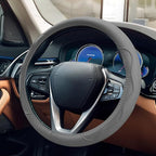 15 Inch Leather Car Steering Wheel Cover for SUV, Truck, Gray | Anti-Slip Breathable Automotive Steering Wheel Protector, Universal Heat Resistant Vehicle Interior Accessories