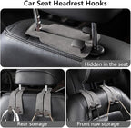 Headrest Hooks for Car, Twinhook Car Seat Hooks for Headrest, Leather Car Purse Holder Hooks for Purses and Bags, Universal Car Headrest Hangers Seat Back Organizer for Travel (Grey, 2Pcs)