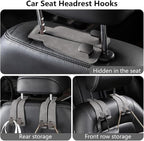 Headrest Hooks for Car, Twinhook Car Seat Hooks for Headrest, Leather Car Purse Holder Hooks for Purses and Bags, Universal Car Headrest Hangers Seat Back Organizer for Travel (Grey, 4Pcs)
