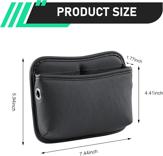 2 PCS Car Seat Side Storage Pockets, Multifunctional Console Side Organizer Bags, PU Leather Car Seat Side Pocket Pouchs, Universal for Most Cars