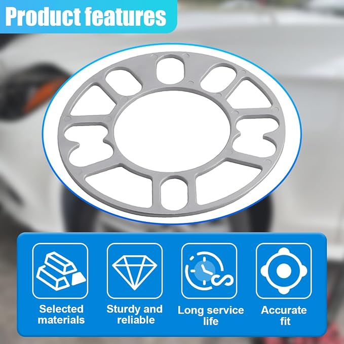 YoRise 2PCS 3 mm Car Wheel Spacers, PCD 100-120mm Aluminum Alloy Hub Centric Wheel Spacer for 4 & 5 Lug, Universal Car Tire Accessory for 4X100, 4X114.3, 5x108, 5x112, 5x120 Bolt Pattern(3MM)