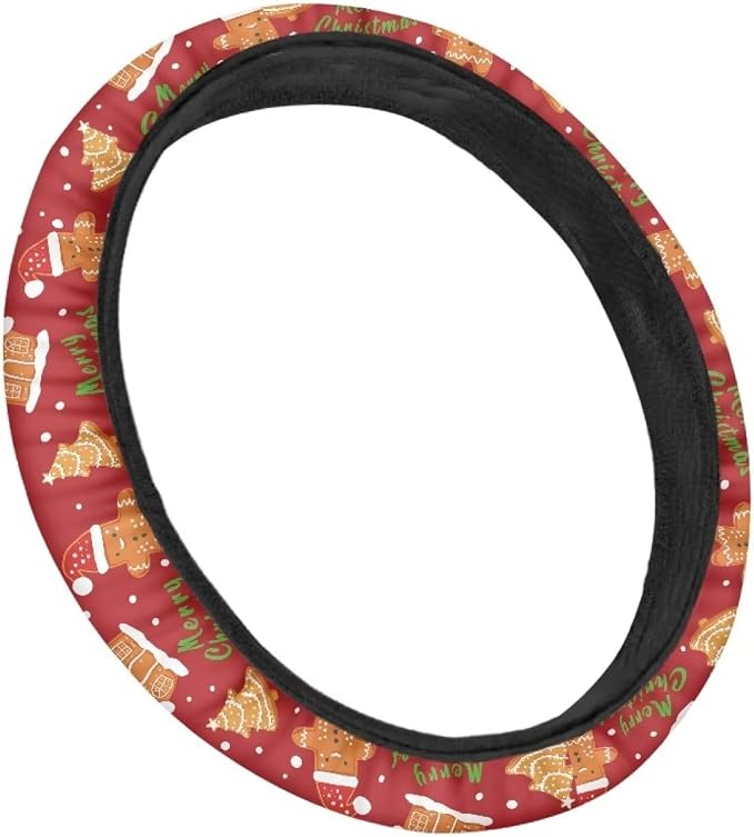 Christmas Day Print Car Steering Wheel Covers Universal Fit 14-15 inch Sweat Absorption Anti-Slip Steering Wheel Protector Cover Stretch-on Automotive Car SUV