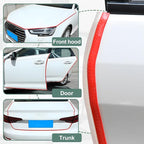 Car Door Protector Edge Guards, 33Ft Anti Collision U Shaped Automobile Door Seal Protector, No Glue Vehicle Exterior Edge Trim Protective Strip Accessories, Universal Fit (Red)