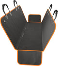 XL Waterproof Hammock Large Car Seat Cover, Fits SUVs Trucks Big Sedans, Secure Convertible Travel Bed Protects Backseat Cargo from Dog Puppy Pet Water Food Drool Urine, Black Orange Trim