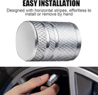 Tire Valve Stem Caps - (4 Pack) Premium Metal Air Caps with Plastic Liner, Durable, Corrosion Resistant and Leak-Proof, Universal Fit for Cars, Trucks, Motorcycles, and Bikes - Silver