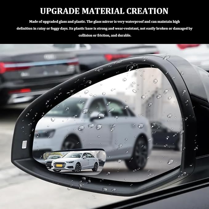 2PCS Blind Spot Convex Car Mirror, Side Mirror Blindspot, Rear View Mirrors with Wide Angle Adjustable Stick, Universal Car Blindspot Mirrors Exterior Accessories for Cars (Strip, 2PCS)