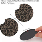 Cheetah Print Steering Wheel Cover 3Pcs Set 15" + 2 Leopard car Coasters | Anti-Slip Breathable Neoprene, Universal 15" Fit, Leopard Pattern, Car Interior Accessories, Cute for Men Women