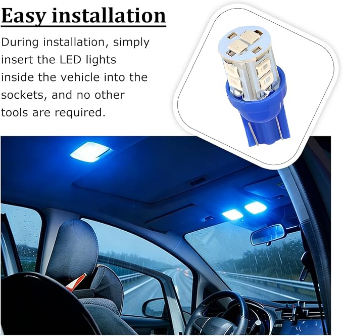 24PCS LED Interior Car Lights, T10 31mm 41mm Dome Bulb Kit, Blue | 194 168 2825 DE3175 578 sockets, alloy PCB, output for map trunk license tag, plug in, automotive accessories