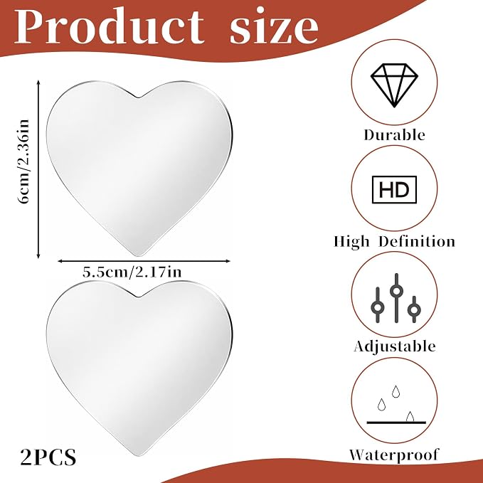 Heart Blind Spot Mirrors 2 Pack, Adjustable Wide Angle Car Side | Convex rear view mirror for cars, SUVs & trucks. Eliminates blind spots, enhances visibility. Easy stick-on installation,