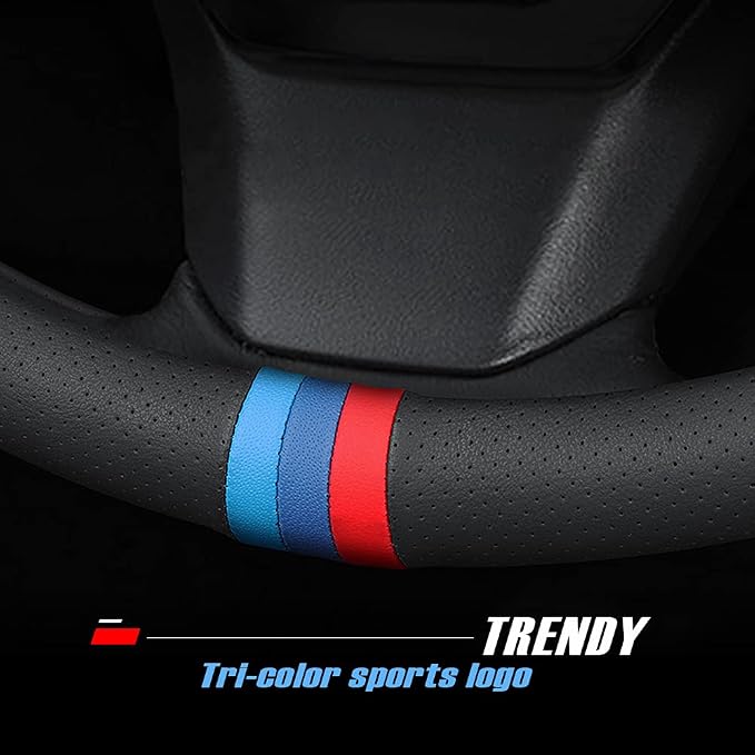 New Nappa Leather car Steering Wheel Cover, Universal 15 inch Black