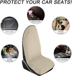 2PCS Car Towel Seat Cover, Waterproof Sweating Non-Slip Premium Soft Towel Carseat Protector, Universal Machine Washable Car Truck SUV Front Seat Cover for Gym Workout Beach Hiking (Beige)