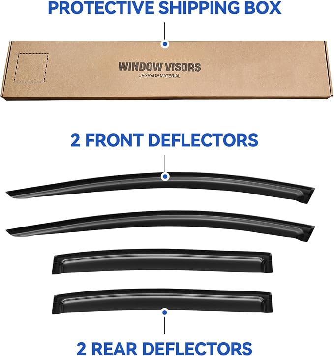 Window Visors Rain Guards Shield for 2008 2009 2010 2011 2012 Chevy Malibu, Out-Channel Window Vent Wind Deflectors Visors Shades for 08-12 Malibu