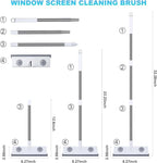 Mesh Screen Cleaner, Glass Wiper, Dust Paper Clip，3 in 1 Wet and Dry Screen Cleaner with Long Handle Wiper for Shower, Glass, Floor, Tile Walls, Car Windshield, White