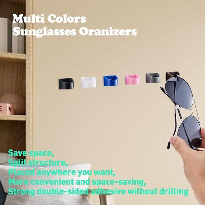 Sunglass Organizer 6 Pack, Glasses Holder & Eyeglass Holder for Eyewear, Sunglasses, Reading Glasses. Sunglass Holder for Home, Office, Car, Driver, Workshop. Glasses Accessories (Blue)