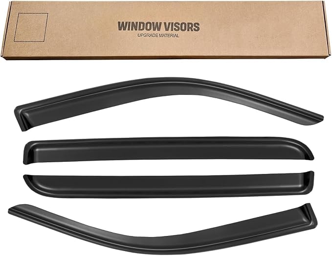 Window Rain Guards for 2019-2025 Dodge Ram 1500 Crew Cab(New Body Style), Window Visor Vent Wind Shade Deflector Rain Shield Protector Sun Visor 2020 2021 2022 2023 2024, Tape-on/Outside-Mount, 4PCS