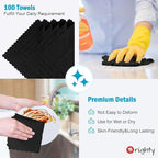 Orighty Microfiber Cleaning Cloth, 100 Pack Microfiber Towels for Cars, Multi-Purpose Shop Towels Cleaning Rags Bulk for Car, Home, Kitchen, 11.5’’ x 11.5’’, Black