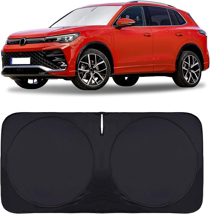 Sunshade for Volkswagen VW Tiguan 2018-2023 2024 2025 Sun Shade Windshield Cover, Foldable Front Window Shield Fit Tiguan SUV Sun Visor Blocks UV Rays Car Accessories