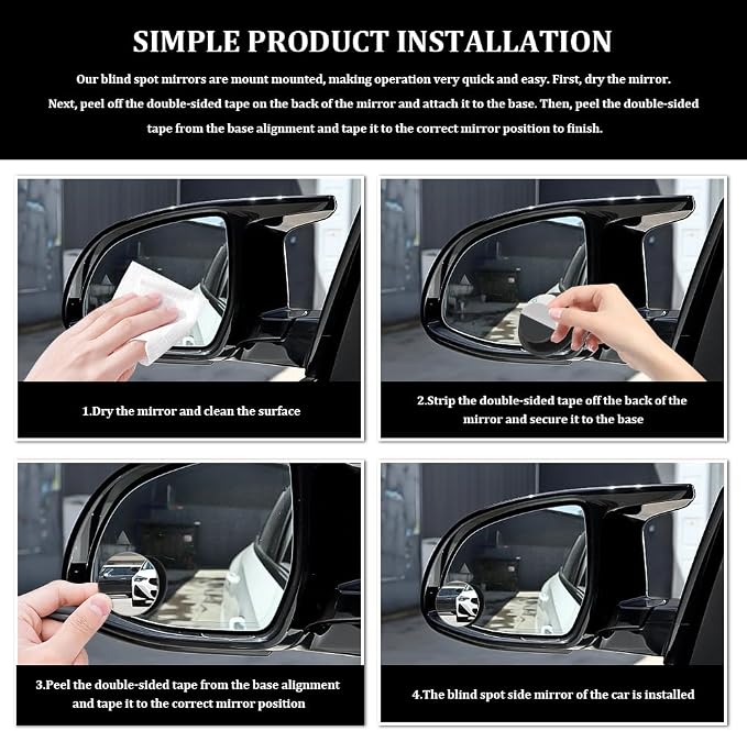 2PCS Blind Spot Mirror, Side Mirror Blindspot, Frameless Car Blindspot Mirrors with Self Adhesive, Universal 2 Inch Round Rear View Convex Mirrors Car Accessories Fit for SUV (Circle, 2PCS)
