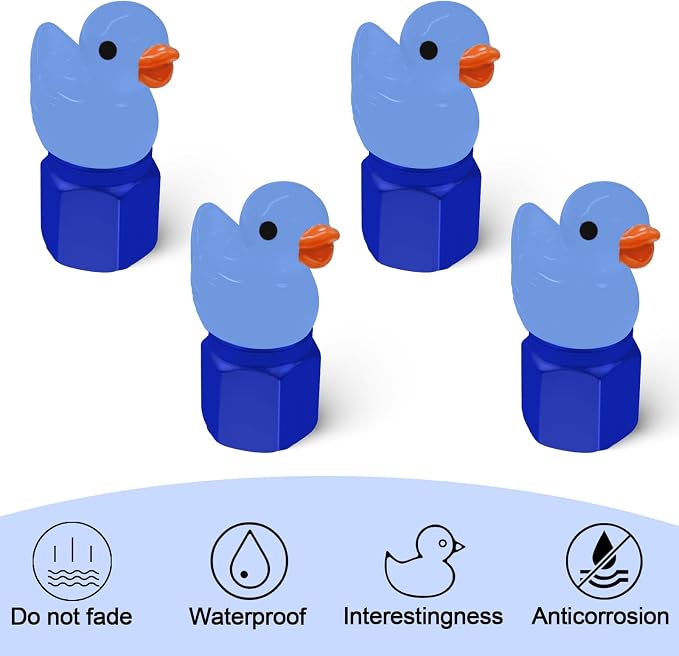 4 Pack Cute Duck tire Valve caps, Glow in The Dark Tire Valve Caps, Interesting and Practical Tire Decoration, Can be Used for Cars, Motorcycles, Trucks, and Bicycles.(Blue)