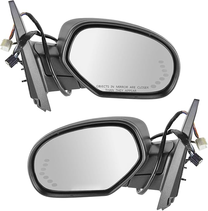 2 Piece Driver and Passenger Side Mirror Assembly Set Power Folding Electric Adjustment Heated Memory Black Compatible with 2007-2014 Chevy Suburban 1500 Tahoe 2007-2013 Suburban 2500 GM1320324