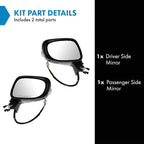 2 Piece Driver and Passenger Side Mirror Assembly Set Electric Adjustment Heated No Memory Black Compatible with 2010-2015 Lexus IS250 IS350 without Luxury Package LX1320114 LX1321114